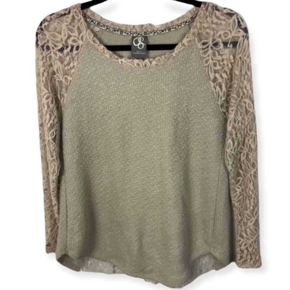 Anthropologie Rosanella Feather Lace Pullover One September Pleated Back Sweater